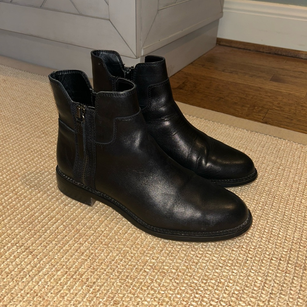 Black Leather Ankle Boots
